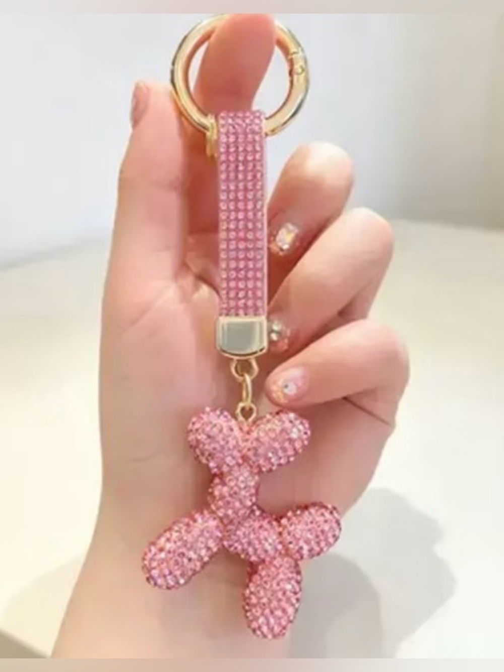 $40.00- Pink Pave Crystal Balloon Dog Bag Charm Keychain